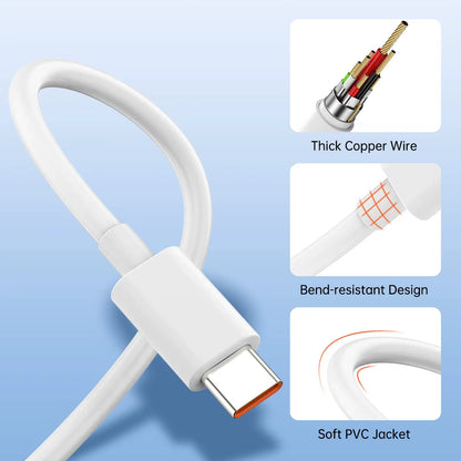 Ultra-Fast Original USB Type-C Cable for Xiaomi - 120W Turbo Charger Compatible with All Models