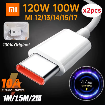 Ultra-Fast Original USB Type-C Cable for Xiaomi - 120W Turbo Charger Compatible with All Models