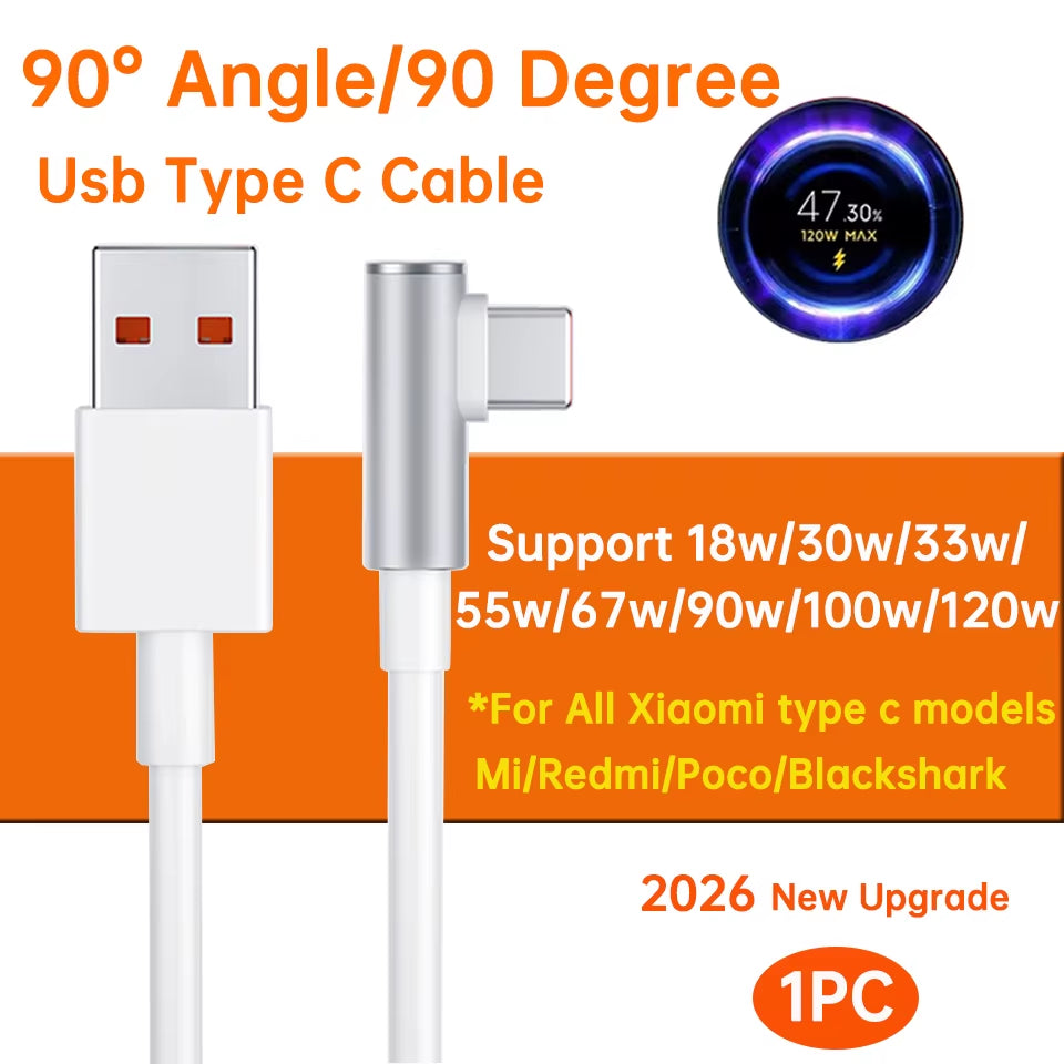 Ultra-Fast Original USB Type-C Cable for Xiaomi - 120W Turbo Charger Compatible with All Models