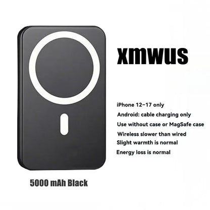 5000Mah Magnetic Power Bank for Iphone 12–17 Series, Works Best with Magsafe Case or No Case, Portable Wireless Charger Fathersdaygift